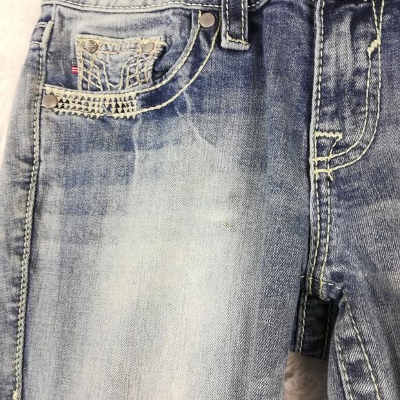 Vigoss Womens Jeans Dublin Capri Blue Denim Light Wash Jeweled Embroidery 2 - Picture 6 of 14